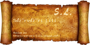 Sárvári Lili névjegykártya